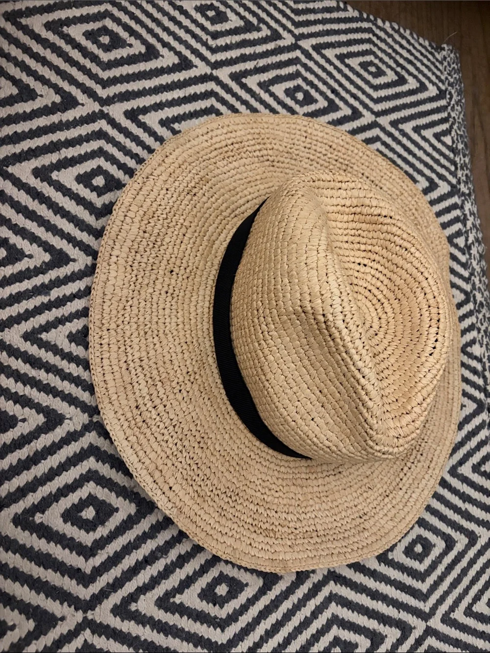 J. Crew Natural Straw Fedora with Black Band